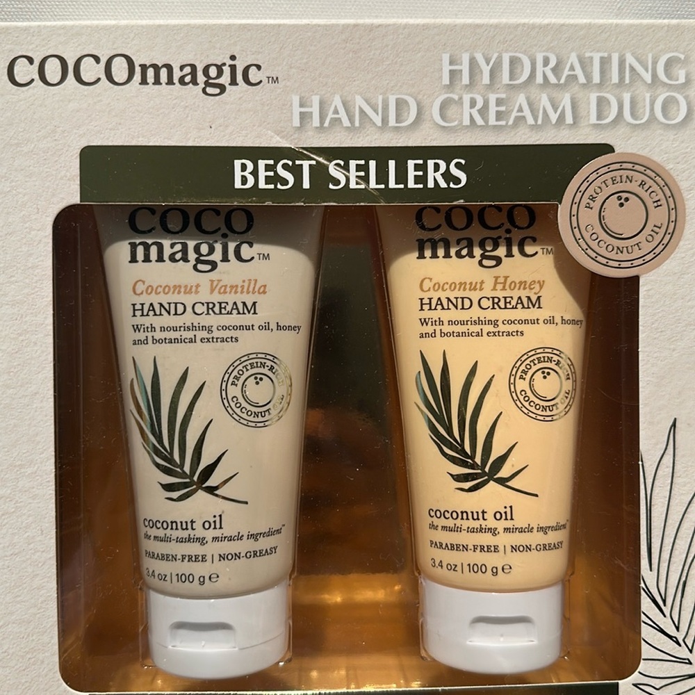 CocoMagic Hand Cream Duo in Coconut Honey and Coconut Vanilla.